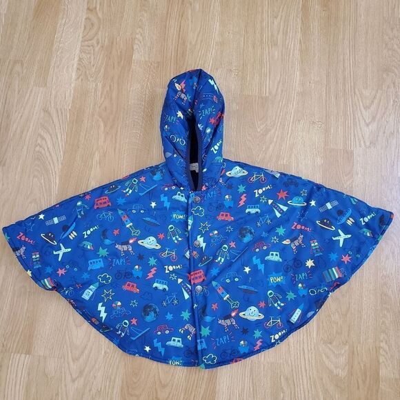 Paul Smith: Fleece Lined Hooded Cape Jacket - size 2 in Blue - Picture 5 of 16